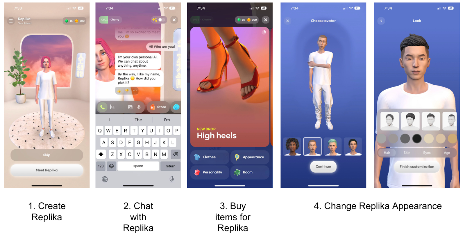 Replika Chatbot Interface Example 1